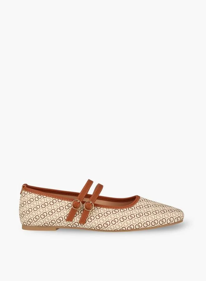 Celeste TAN Women Monogram Mary Jane Shoes for Women | Best Price UAE