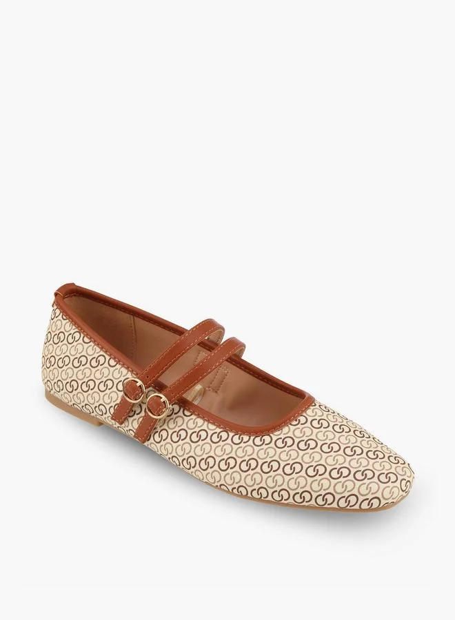 Celeste TAN Women Monogram Mary Jane Shoes for Women | Best Price UAE