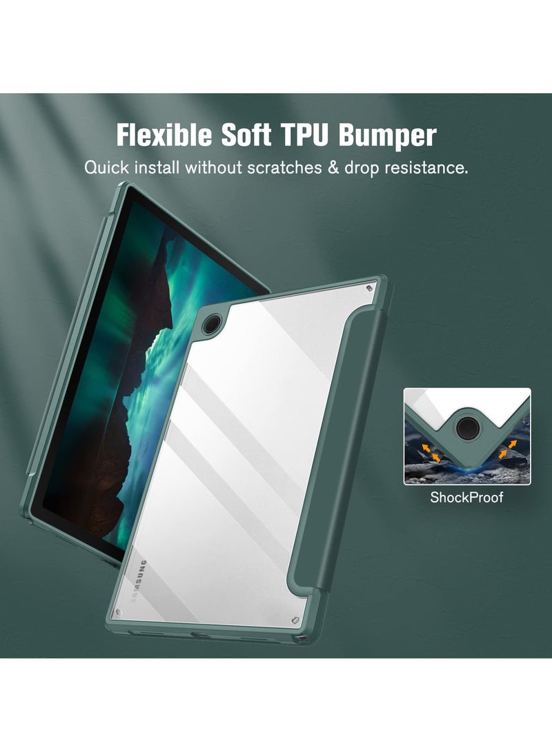 Case Samsung Galaxy Tab A8 10.5 Inch (SM X200/X205/X207) Clear Shockproof Back Cover Built-in Pencil Holder Auto Sleep/Wake (Green) - Image 2