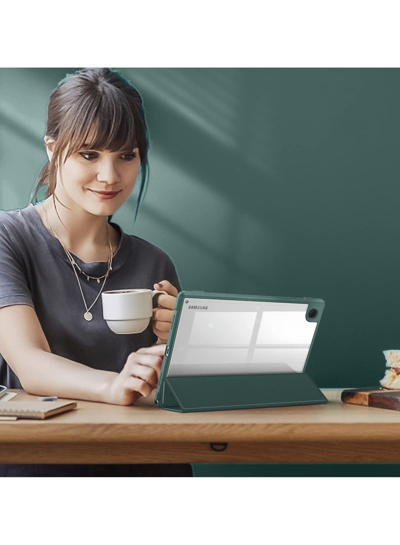 Case Samsung Galaxy Tab A8 10.5 Inch (SM X200/X205/X207) Clear Shockproof Back Cover Built-in Pencil Holder Auto Sleep/Wake (Green) - Image 3