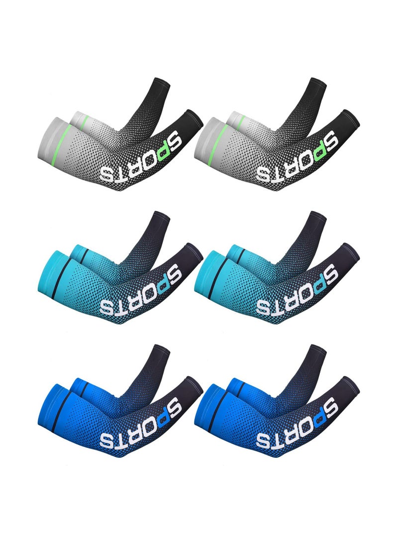 Y&D 6 Pairs UV Sun Protection Compression Arm Sleeves, Cooling Athletic Sports Sleeve, Anti Slip Ice Silk Warmers Covers, for Men Women, Football, Golf & Volleyball - Image 1