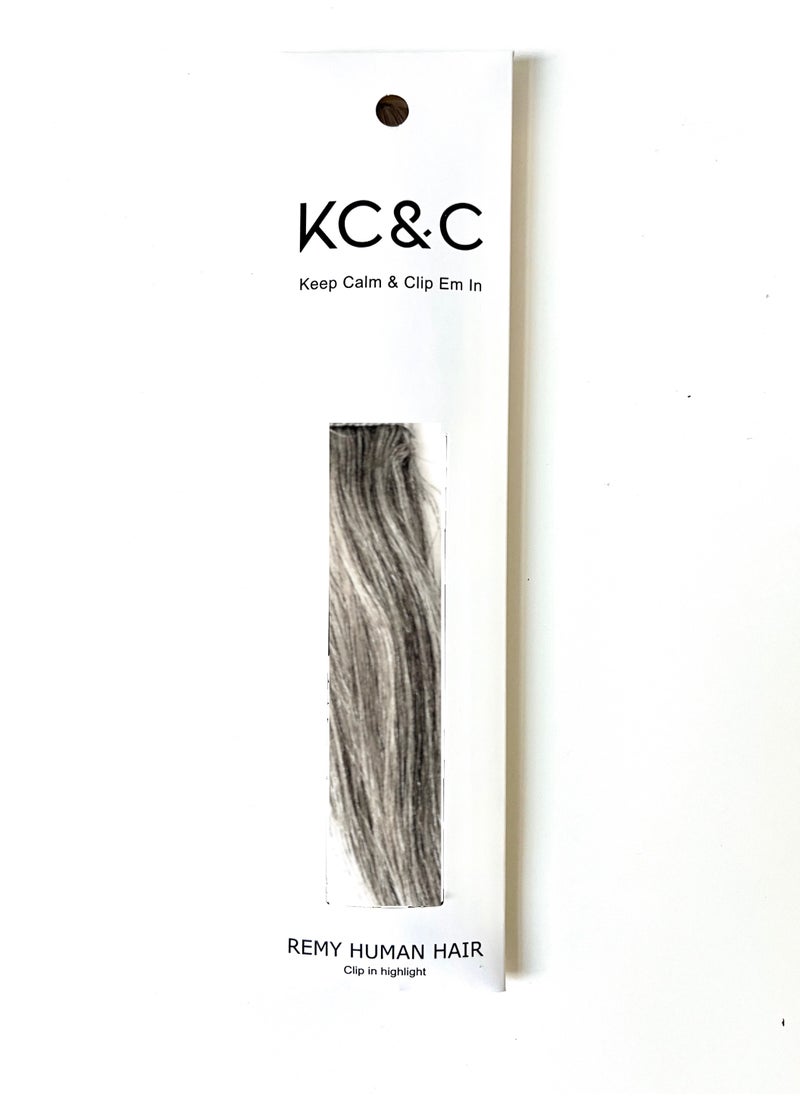 Keep Calm and Clip Em In - Salt and Pepper Black Light Clip-in Highlight - Image 1