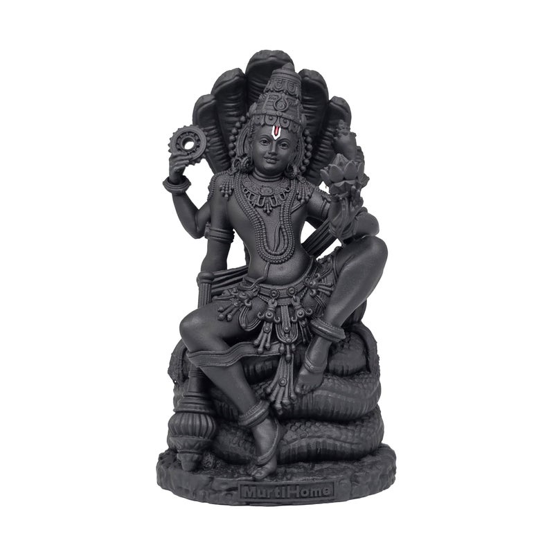 MurtiHome Vishnu Murti with Sheshnaag, 10.16 cm Height, Black, 3D Printed, UV Resin, Hindu Religious Statue of Lord Shri Hari Mahavishnu Narayan - Image 5