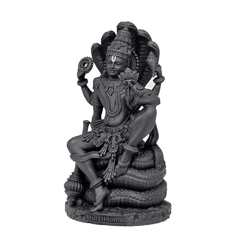 MurtiHome Vishnu Murti with Sheshnaag, 10.16 cm Height, Black, 3D Printed, UV Resin, Hindu Religious Statue of Lord Shri Hari Mahavishnu Narayan - Image 2