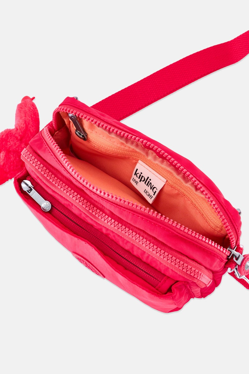 kipling Women Abanu Brand Logo Cross Body Bag, Fuschia - Image 3