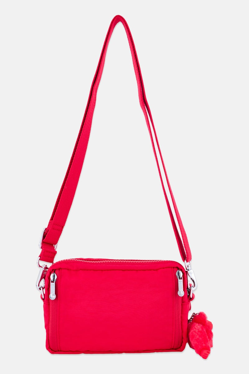 kipling Women Abanu Brand Logo Cross Body Bag, Fuschia - Image 2