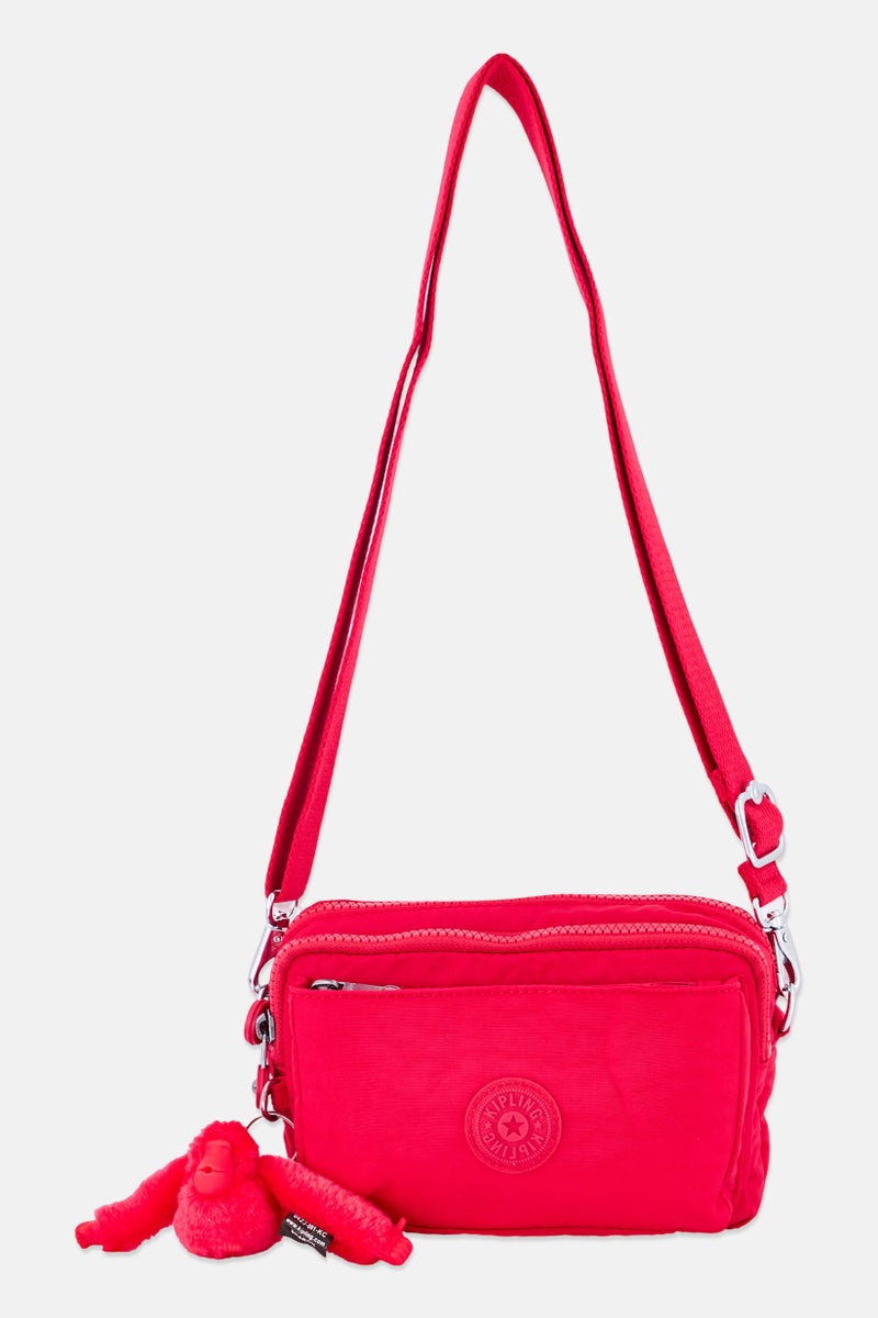 kipling Women Abanu Brand Logo Cross Body Bag, Fuschia - Image 1