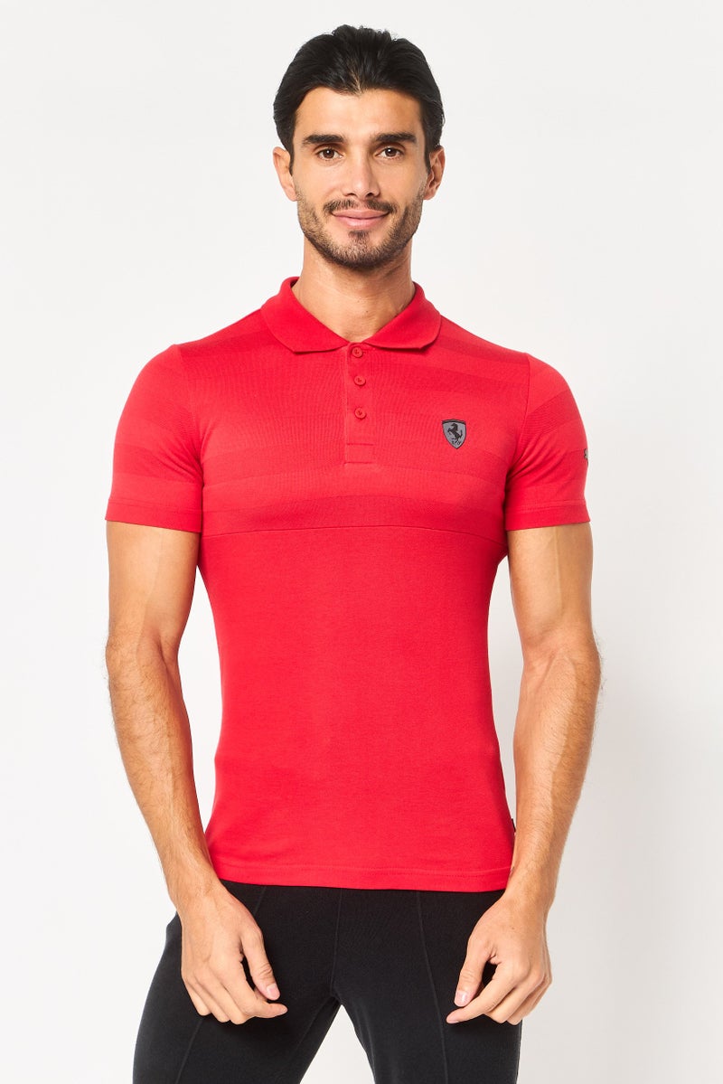 Puma x Ferrari Men Sportswear Fit Short Sleeve Outdoor Polo Shirt, Red - Image 1