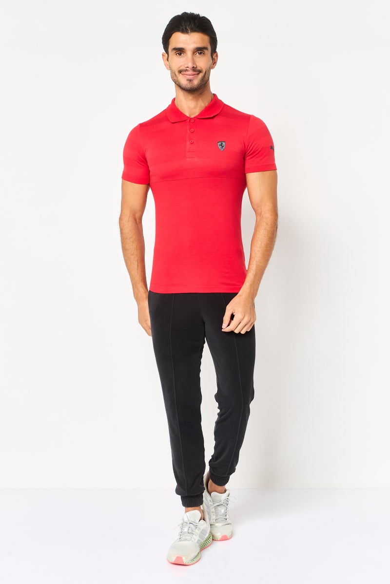 Puma x Ferrari Men Sportswear Fit Short Sleeve Outdoor Polo Shirt, Red - Image 3