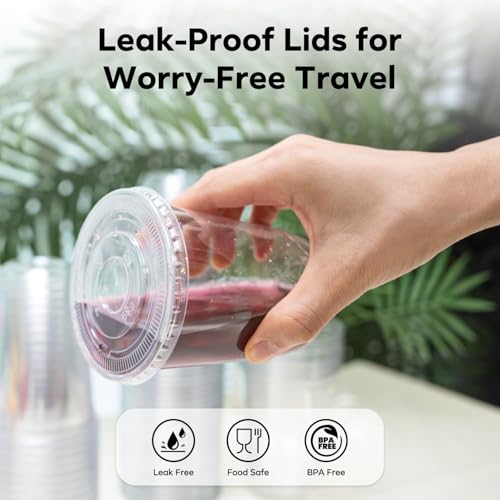 Etersky 50PCS 12 oz Clear Cups with Lids and Straws, Plastic Disposable Coffee Smoothie Milkshake Juice Cups To Go, Iced Drink Cold Beverage Cup for Home, Office, BBQ, Parties, Outdoor Events, Travel - Image 5