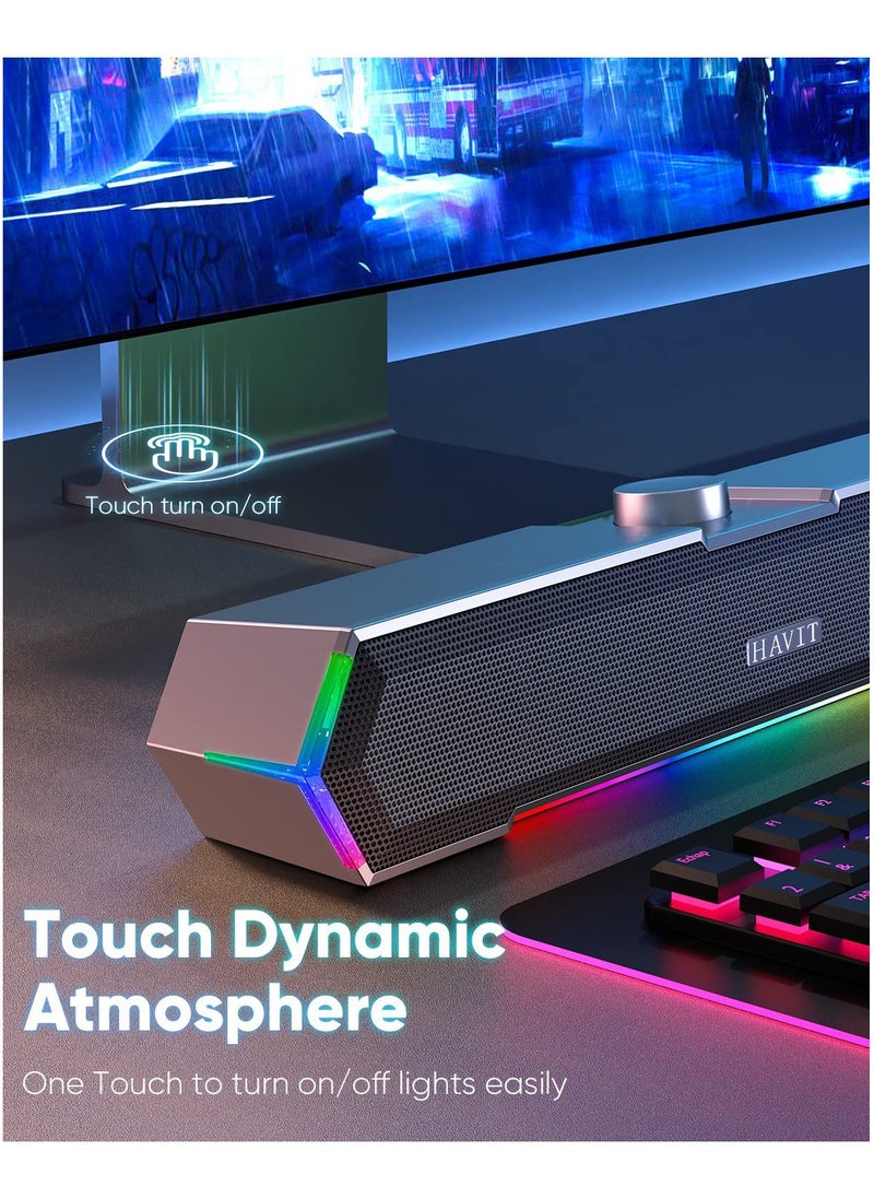 هافيت M19 مكبر صوت استريو خفيف يعمل باللمس مقاس 3.5 ملم/يعمل بمنفذ USB  - Image 3