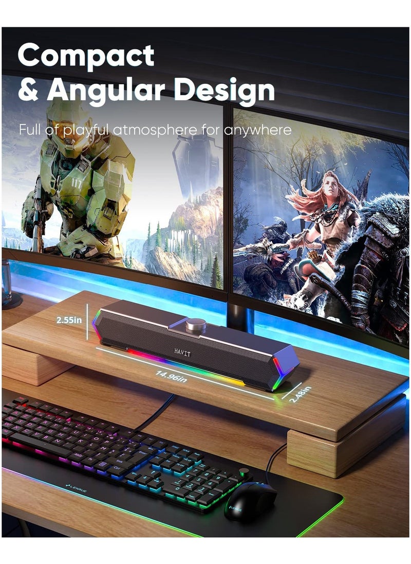 هافيت M19 مكبر صوت استريو خفيف يعمل باللمس مقاس 3.5 ملم/يعمل بمنفذ USB  - Image 4