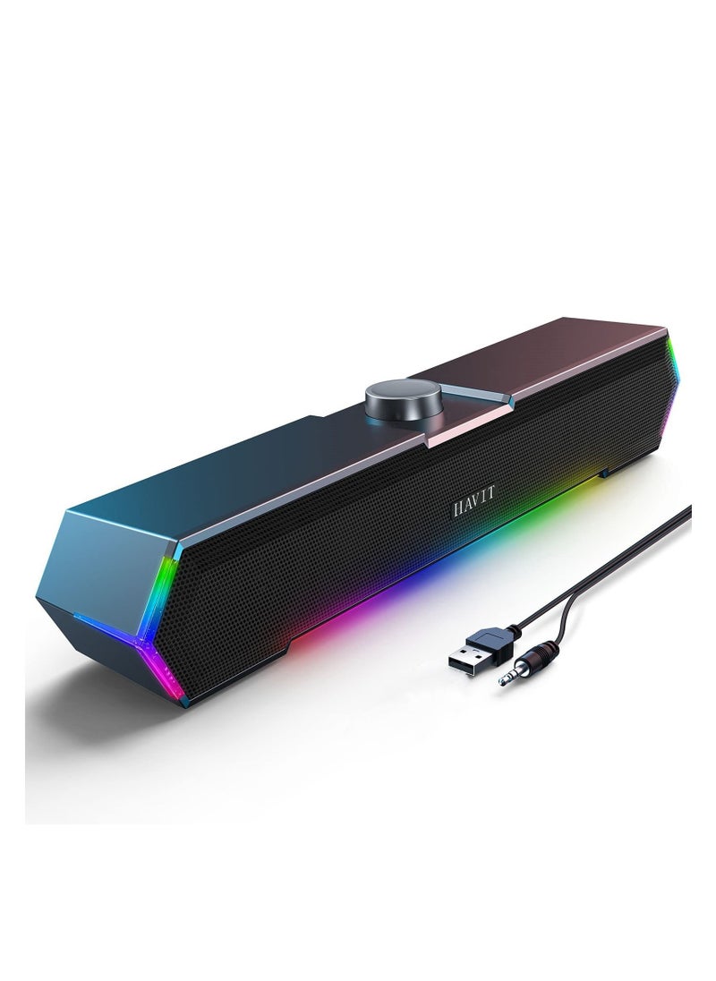 هافيت M19 مكبر صوت استريو خفيف يعمل باللمس مقاس 3.5 ملم/يعمل بمنفذ USB  - Image 1