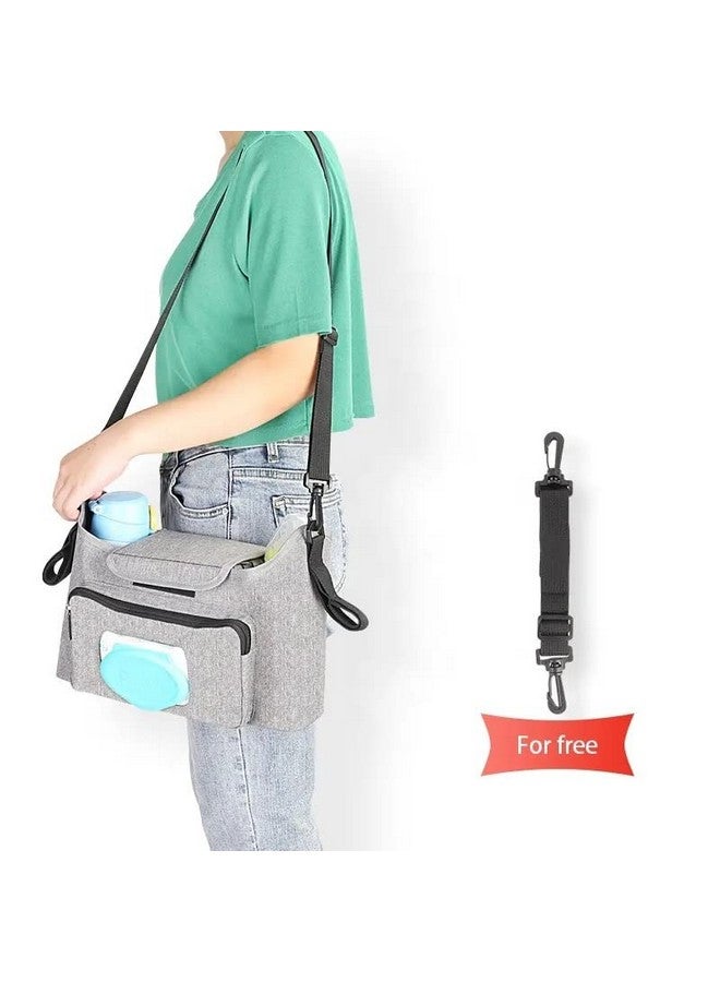 Mancro Mancro Diaper Bag Backpack, Baby Diaper Bag with 2 Side Insulated Pockets, Travel Diaper Backpack for Men Women with Stroller Straps, Large Capacity and Waterproof, Grey - Image 4
