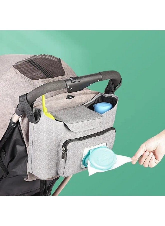 Mancro Mancro Diaper Bag Backpack, Baby Diaper Bag with 2 Side Insulated Pockets, Travel Diaper Backpack for Men Women with Stroller Straps, Large Capacity and Waterproof, Grey - Image 2