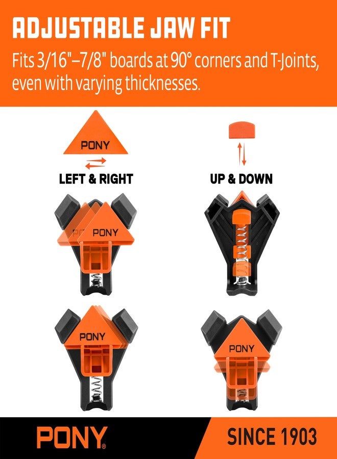 PONY 4-Pack Corner Clamp for Woodworking, 90 Degree Right Angle Clamp, Light-Duty Single Handle Wood Clamps, Adjustable Spring Loaded Woodworking Clamp, Frame Cabinet Wood Tools Accessories - Image 4