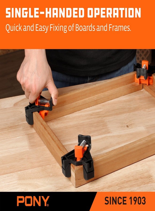 PONY 4-Pack Corner Clamp for Woodworking, 90 Degree Right Angle Clamp, Light-Duty Single Handle Wood Clamps, Adjustable Spring Loaded Woodworking Clamp, Frame Cabinet Wood Tools Accessories - Image 5