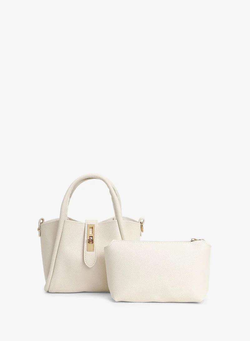 Haute Sauce  Solid Interlock Regular Vegan Leather Hand Bag For Women for Women | Best Price UAE
