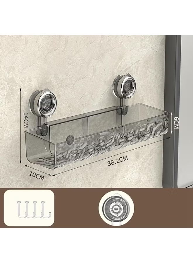 Shower Shelf Or Bathroom Organizer. Made From Durable, Transparent Acrylic Or Plastic, It Features A Textured, Wavy Surface That Allows Water To Drain Easily, Preventing Accumulation And Keeping Your Toiletries Dry. It Has A Strong, Suction-Cup-Style Mounting System, Making It Easy To Install On Smooth Surfaces Like Bathroom Tiles Without The Need For Drilling. - Image 2