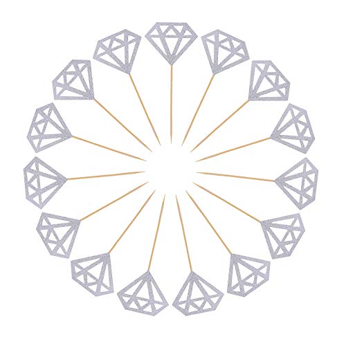 TKMOS 50 Pack Cupcake Toppers Silver Glitter Diamond Cakes Toppers Cupcake Decor Party Cake Decoration Supplies - Image 1