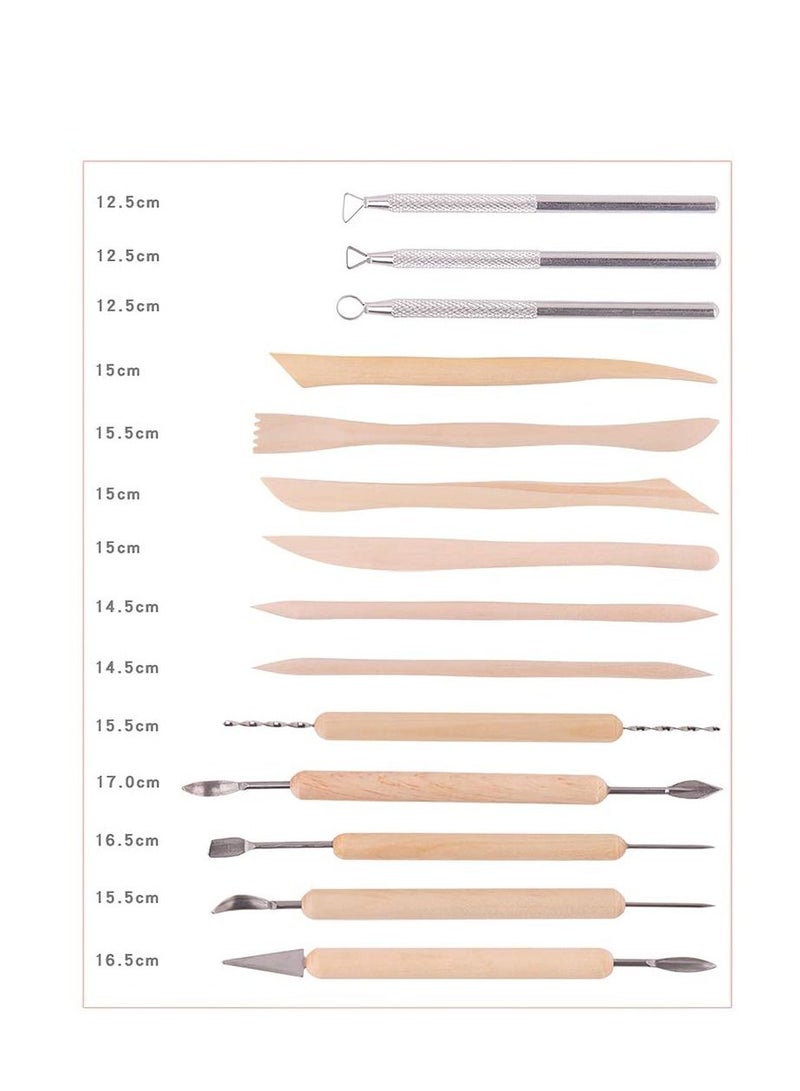 14pcs الطين النحت أداة مجموعة أدوات نحت السيراميك مقبض خشبي النمذجة الطين أدوات الفنون والحرف - Image 2