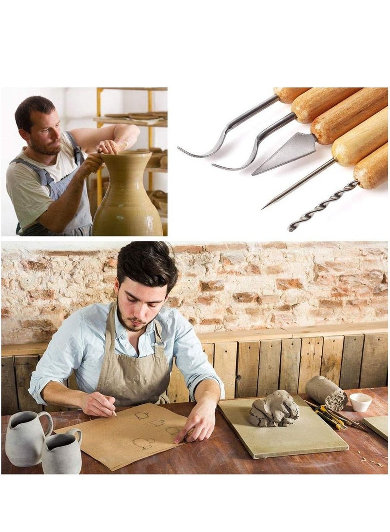 14pcs الطين النحت أداة مجموعة أدوات نحت السيراميك مقبض خشبي النمذجة الطين أدوات الفنون والحرف - Image 4