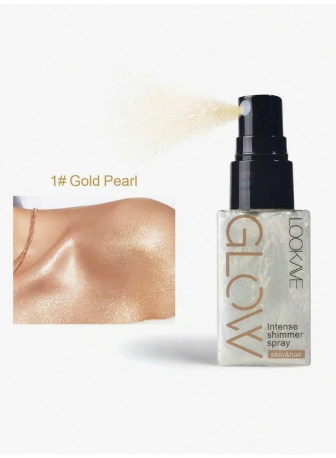 Lookme بخاخ لمعان مكثف للجسم والشعر بالذهب اللؤلؤي 30 مل - إضاءة Hollywood Glam وتغطية فورية - Image 2