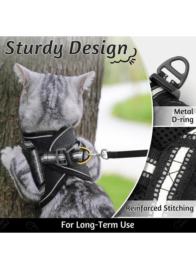 Rabbitgoo Cat Harness And Leash Set For Walking Escape Proof, Adjustable Soft Kittens Vest With Reflective Strip For Cats, Comfortable Outdoor Vest, Black, S  - Image 5