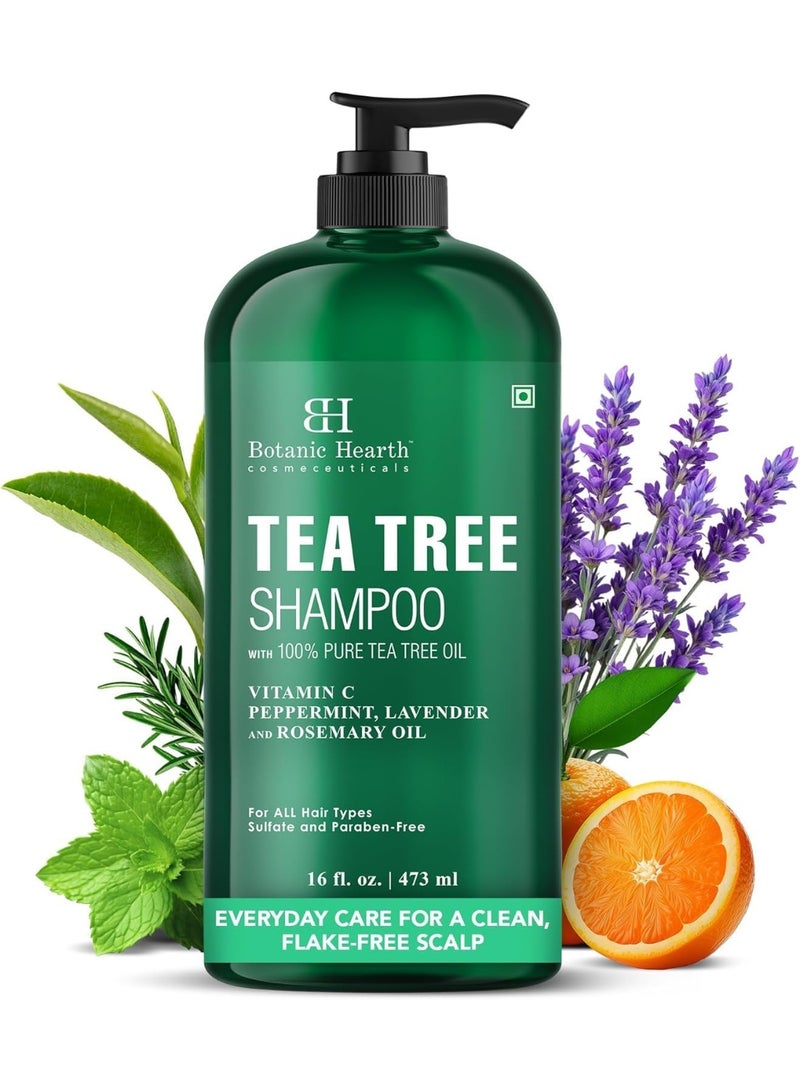Botanic Hearth Tea Tree Shampoo, Vitamin C, Peppermint, Lavender and Rosemary Oil, Fights Dandruff and Dry Scalp, 16 fl oz - Image 1