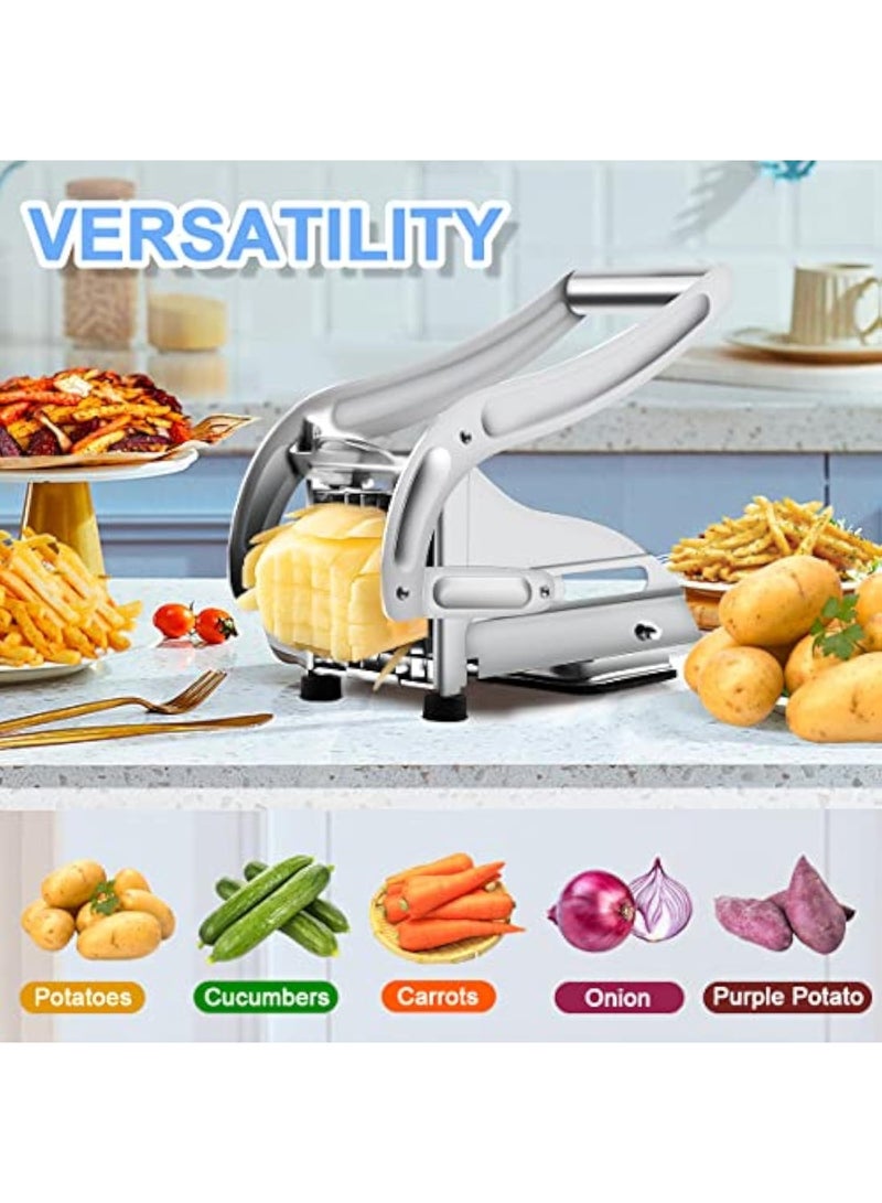 Arabest French Fry Cutter Stainless Steel Potato Chipper Fast Cutting Potato Chip Cutter with 36/46 Holes Blades Manual Food Slicer Dicer Multifunction Vegetable Fruit Chipper(silver) - Image 2