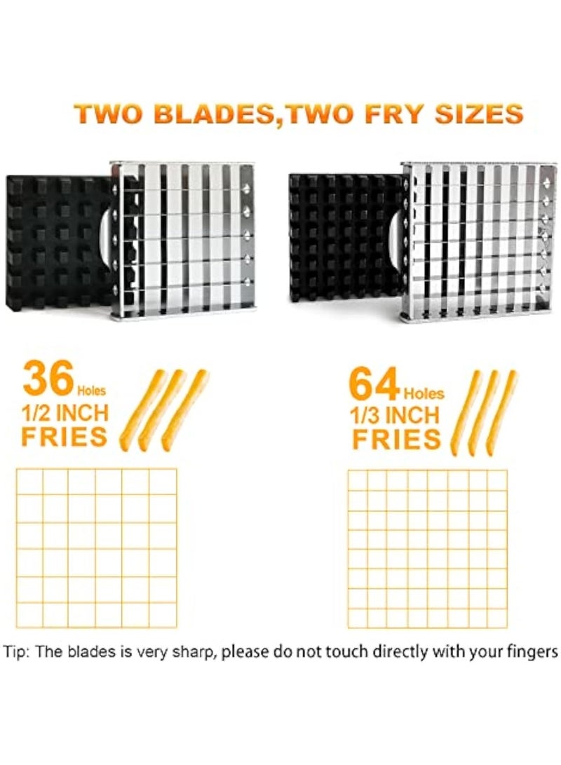 Arabest French Fry Cutter Stainless Steel Potato Chipper Fast Cutting Potato Chip Cutter with 36/46 Holes Blades Manual Food Slicer Dicer Multifunction Vegetable Fruit Chipper(silver) - Image 3