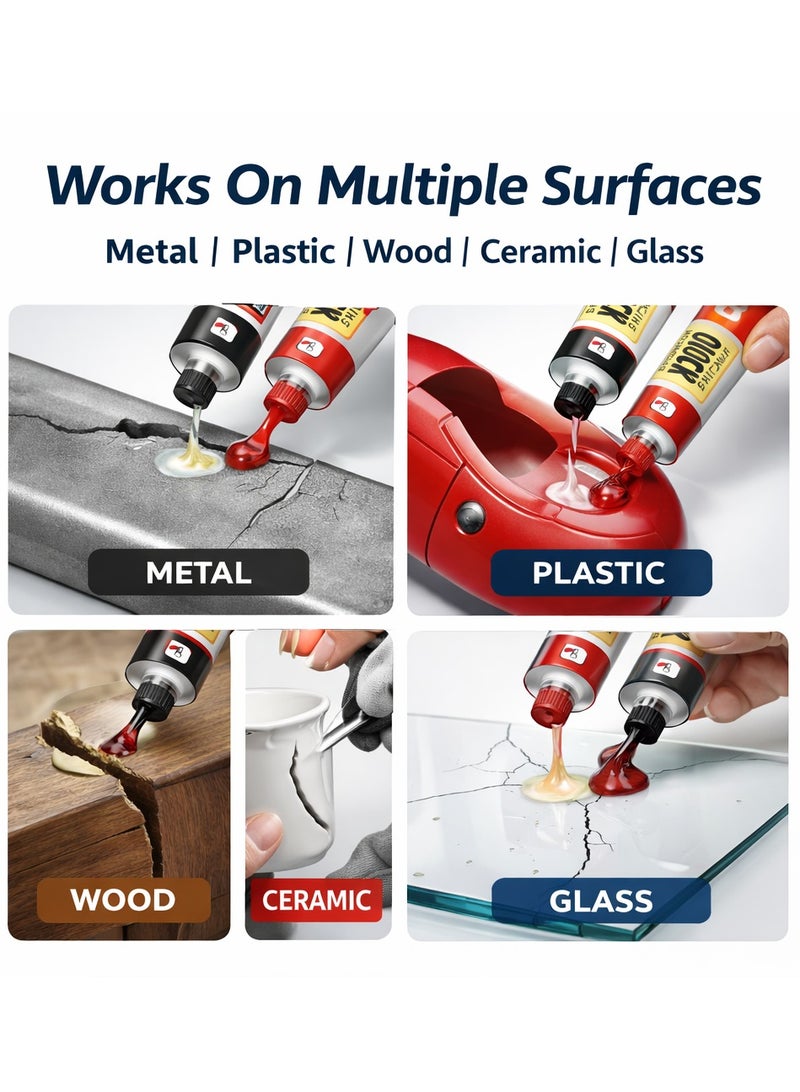 QUICK Strong Quick Epoxy Adhesive A + B Glue – 2 Component Resin Hardener Industrial Strength Fast Setting Glue for Metal, Perfect for High Temperature Resistant Metal Repair, Plastic, Wood, Ceramic, Glass Multi Purpose Repair Adhesive - Image 4