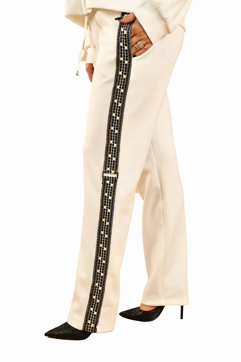 Wecre8 Ecru Side Stripe Pants