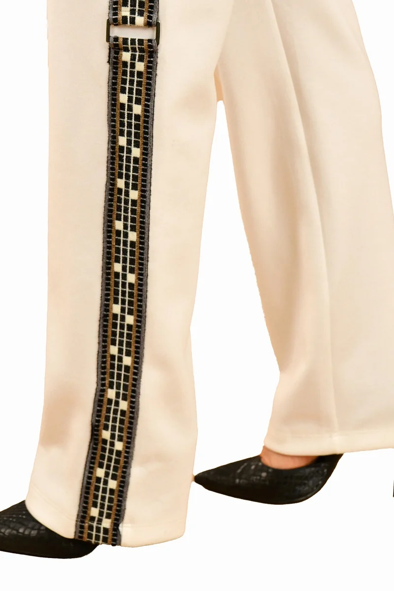 Wecre8 Ecru Side Stripe Pants