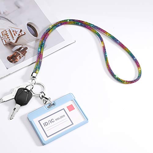 Soleebee Rhinestone Office Lanyard, 31.5'' Bling Neck Lanyard with Metal Clasp & Keyring, Crystal Lanyard for Women, ID Card, Keys Strap (Rainbow) - Image 5