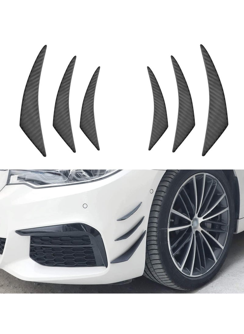 Bukela Car Bumper Protector, Car Front Edge Bumper Fin Carbon Fiber Exterior Rubber Fins Spoiler Canards Kit for Car Body Auto Anti-Collision Strip Decoration Stickers Accessories for Car (6Pcs)  - Image 1
