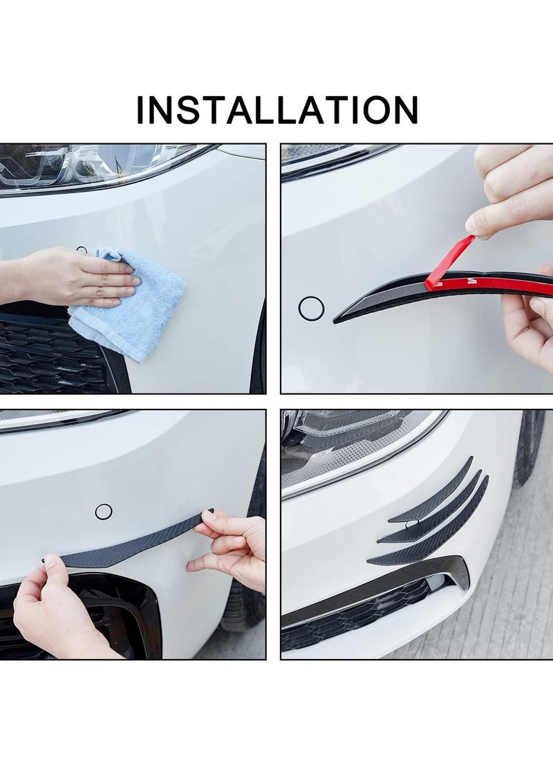 Bukela Car Bumper Protector, Car Front Edge Bumper Fin Carbon Fiber Exterior Rubber Fins Spoiler Canards Kit for Car Body Auto Anti-Collision Strip Decoration Stickers Accessories for Car (6Pcs)  - Image 3