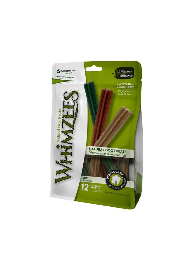 WHIMZEES - Whimzees Stix Dog Treats - Medium - 12+2 Pcs - Image 1