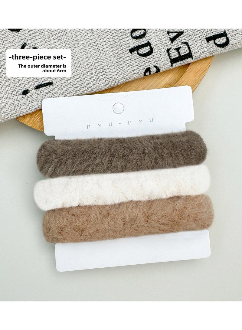 Goolsky 3pc Simple plush hair circle girl temperament autumn and winter plush hair circle suit - Image 1