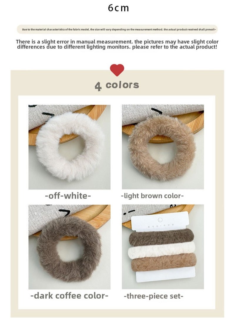 Goolsky 3pc Simple plush hair circle girl temperament autumn and winter plush hair circle suit - Image 4