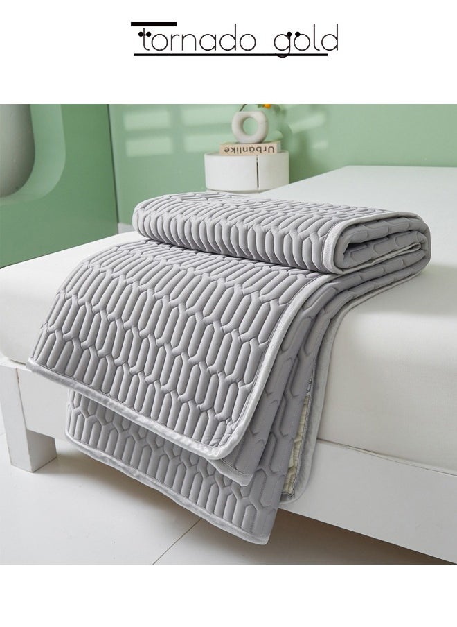 tornado gold Non-Slip Latex Mat Ice Silk Three-piece Set with Pillowcase Four Seasons Universal Folding Family Mattress 200*180CM  - Image 2