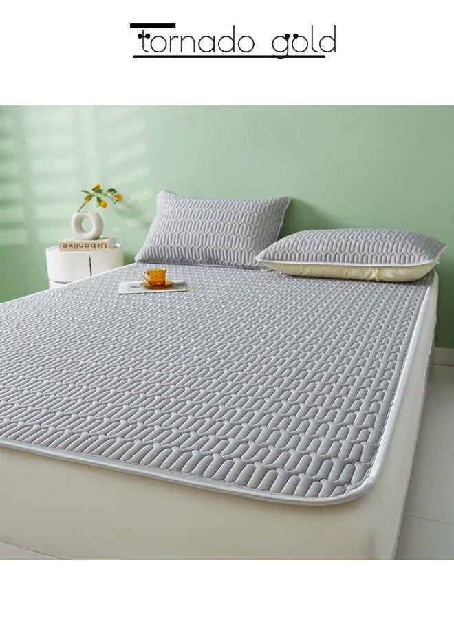 tornado gold Non-Slip Latex Mat Ice Silk Three-piece Set with Pillowcase Four Seasons Universal Folding Family Mattress 200*180CM  - Image 1