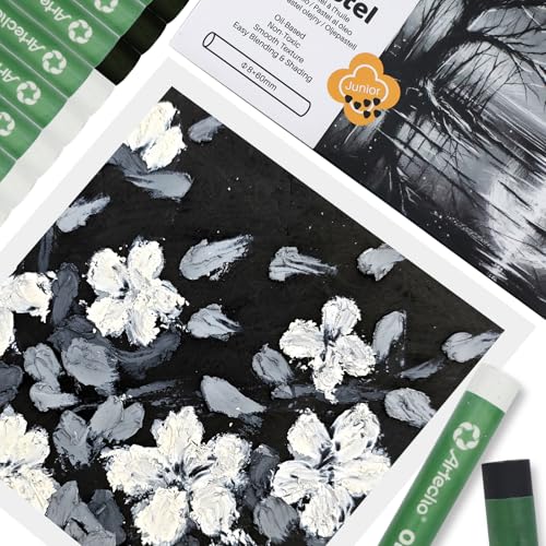 Artecho Oil Pastels Set of 12 PCS, 6 White and 6 Black (8 x 60 mm), Soft Oil Pastels for Art Painting, Drawing, Blending, Art Supplies for Artists, Beginners, Students, Teachers - Image 5