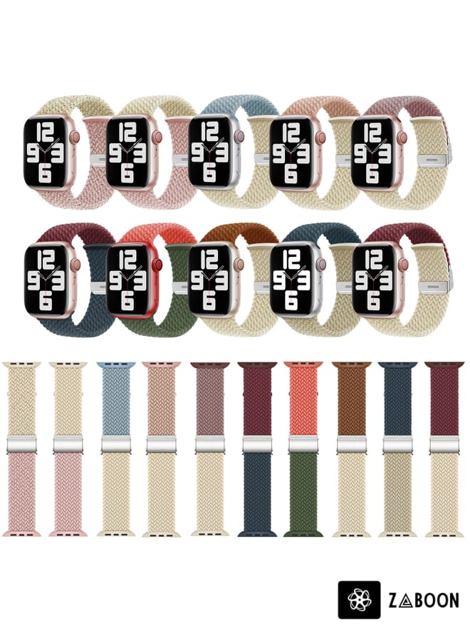 Zaboon Nylon Braided Stitching Buckle Watch Band Replacement Band For Apple Watch Ultra 49mm / Series 8&7 45mm / SE 2&6&SE&5&4 44mm / 3&2&1 42mm - Image 4