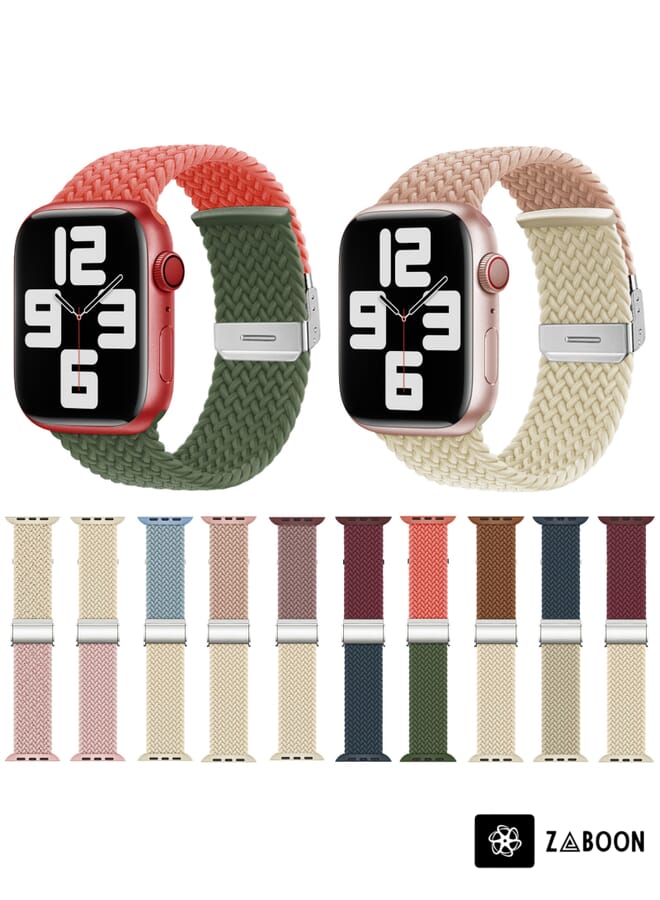 Zaboon Nylon Braided Stitching Buckle Watch Band Replacement Band For Apple Watch Ultra 49mm / Series 8&7 45mm / SE 2&6&SE&5&4 44mm / 3&2&1 42mm - Image 3