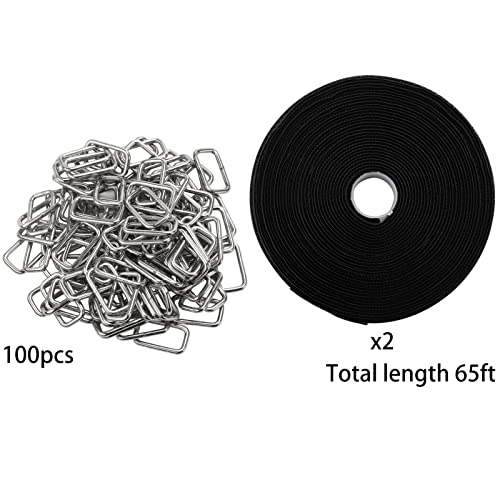LoveBB 65 Ft x 3/4 Inch Hook and Loop Straps with 100 Metal Buckles, Nylon Fastening Cable Ties Adjustable Cinch Strap, Cut-to-Length, Black - Image 2