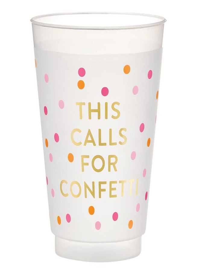 Santa Barbara Design Studio Party Cups 8-Count Reusable BPA-Free Plastic Frost Cups, 16-Ounce, Confetti - Image 1