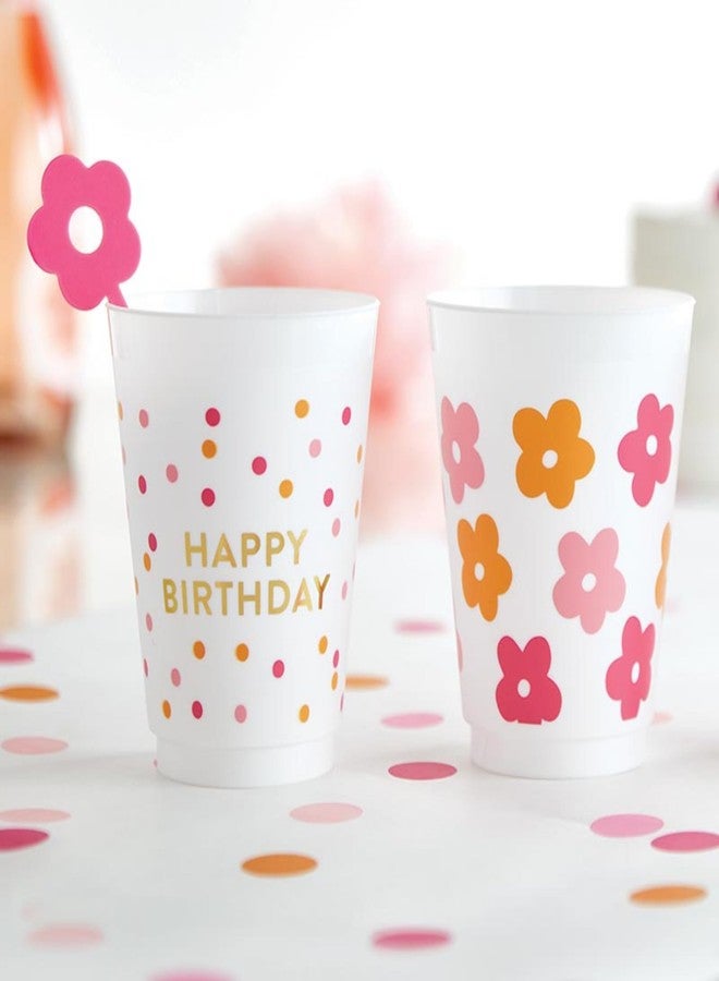 Santa Barbara Design Studio Party Cups 8-Count Reusable BPA-Free Plastic Frost Cups, 16-Ounce, Confetti - Image 3