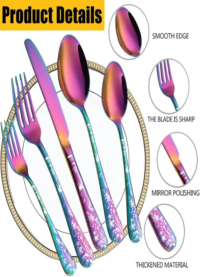 DLEST 20 Pieces Regal Flower Design Cutlery Set Premium Stainless Steel (Contains: 4 Table Fork, 4 Table Spoon, 4 Salad Fork, 4 Tea Spoon, 4 Table Knife) Spoon Set for Dining Table Stylish - Image 2