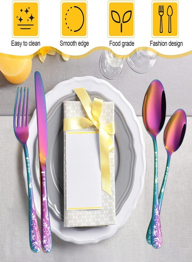 DLEST 20 Pieces Regal Flower Design Cutlery Set Premium Stainless Steel (Contains: 4 Table Fork, 4 Table Spoon, 4 Salad Fork, 4 Tea Spoon, 4 Table Knife) Spoon Set for Dining Table Stylish - Image 3